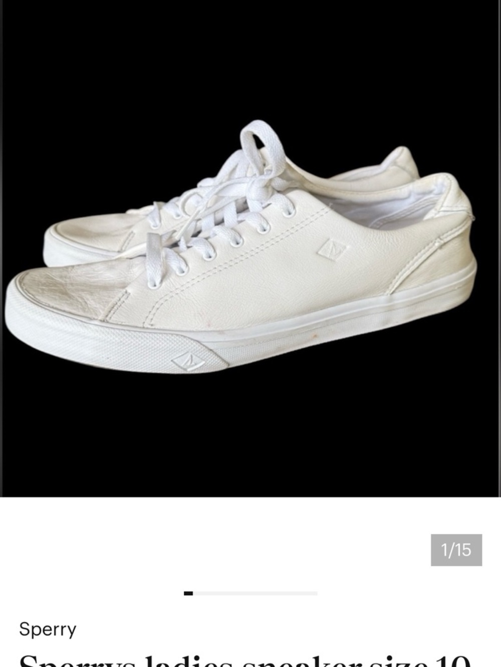 Sperrys ladies sneaker size 10 white very good condition men’s size 8 1/2